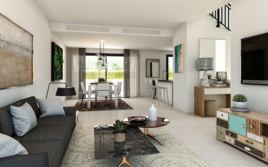 12 chalets pareados y unas zonas comunes de piscinas y juegos infantiles en Denia